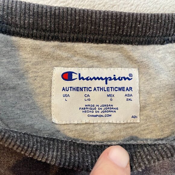 Champion Mens Sweatshirt Size L Gray Long Sleeve Crewneck Cotton Blend - Picture 9 of 11